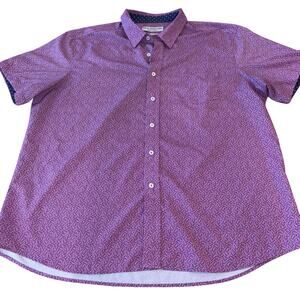 Nick Graham‎ Everywhere Purple Micro Pattern Short Sleeve Stretch Sport Shirt S